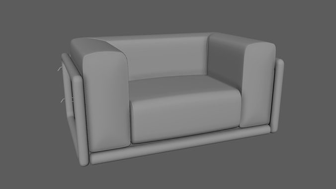 Armchair Modern Sofa No 9 Leather Brown 3D model 6