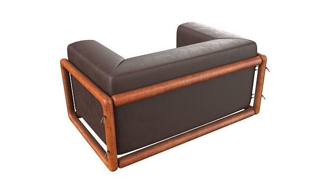 Armchair Modern Sofa No 9 Leather Brown 3D model 4