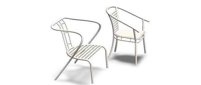 Exterior Metal Chair 3D model 5