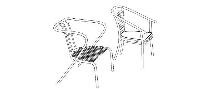 Exterior Metal Chair 3D model 2