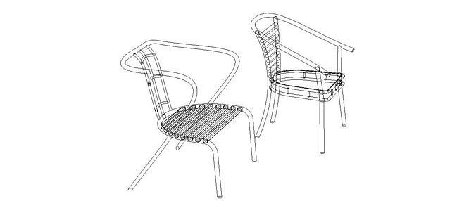 Exterior Metal Chair 3D model 4