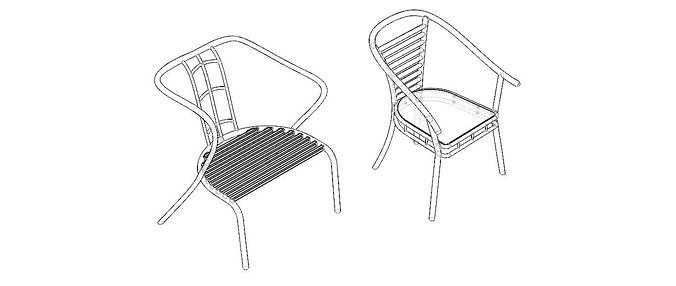 Exterior Metal Chair 3D model 7
