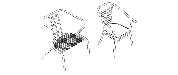 Exterior Metal Chair 3D model 6