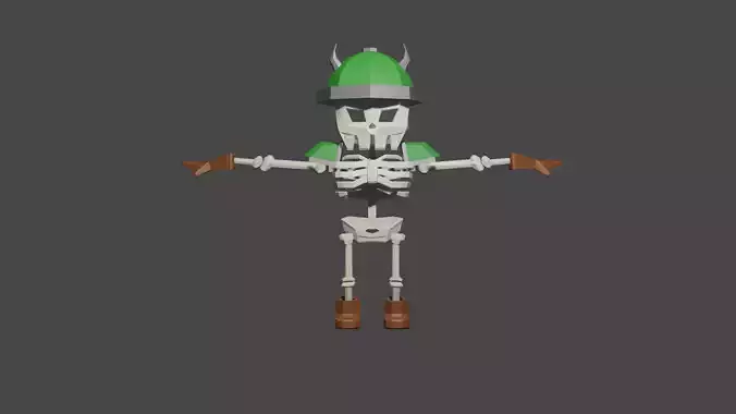 Low Poly Skeleton Warrior-Rigged and Sword