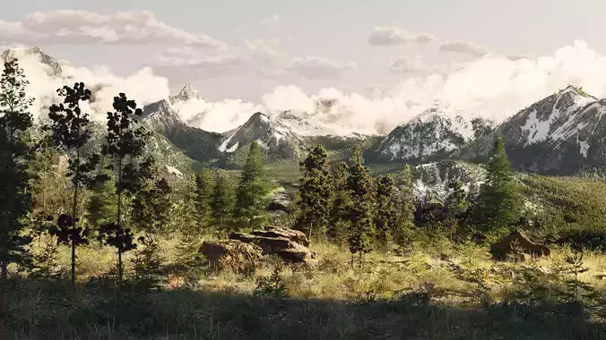 Large Scene Forest 3ds max 2023 - Vray 6 3D model
