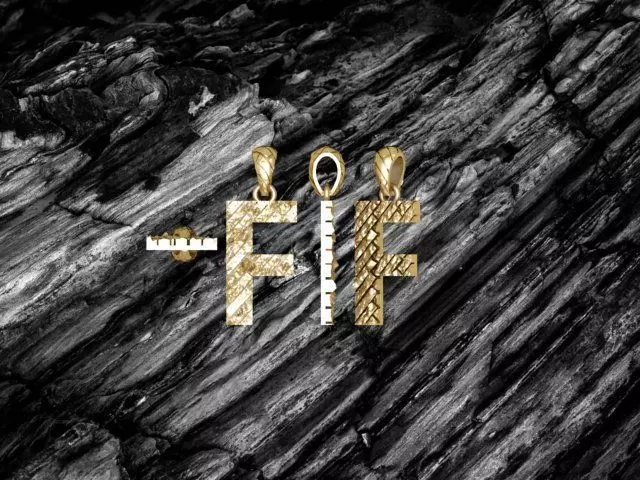 F Letter Alphabet Tiles Texture Pendant 3D Print Model 3D print model_0