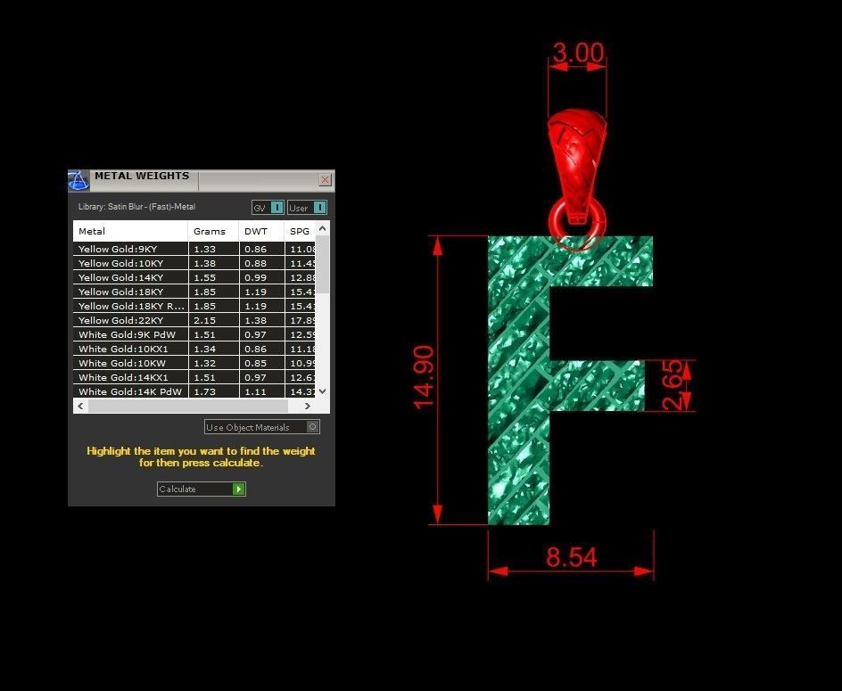 F Letter Alphabet Tiles Texture Pendant 3D Print Model 3D print model_1