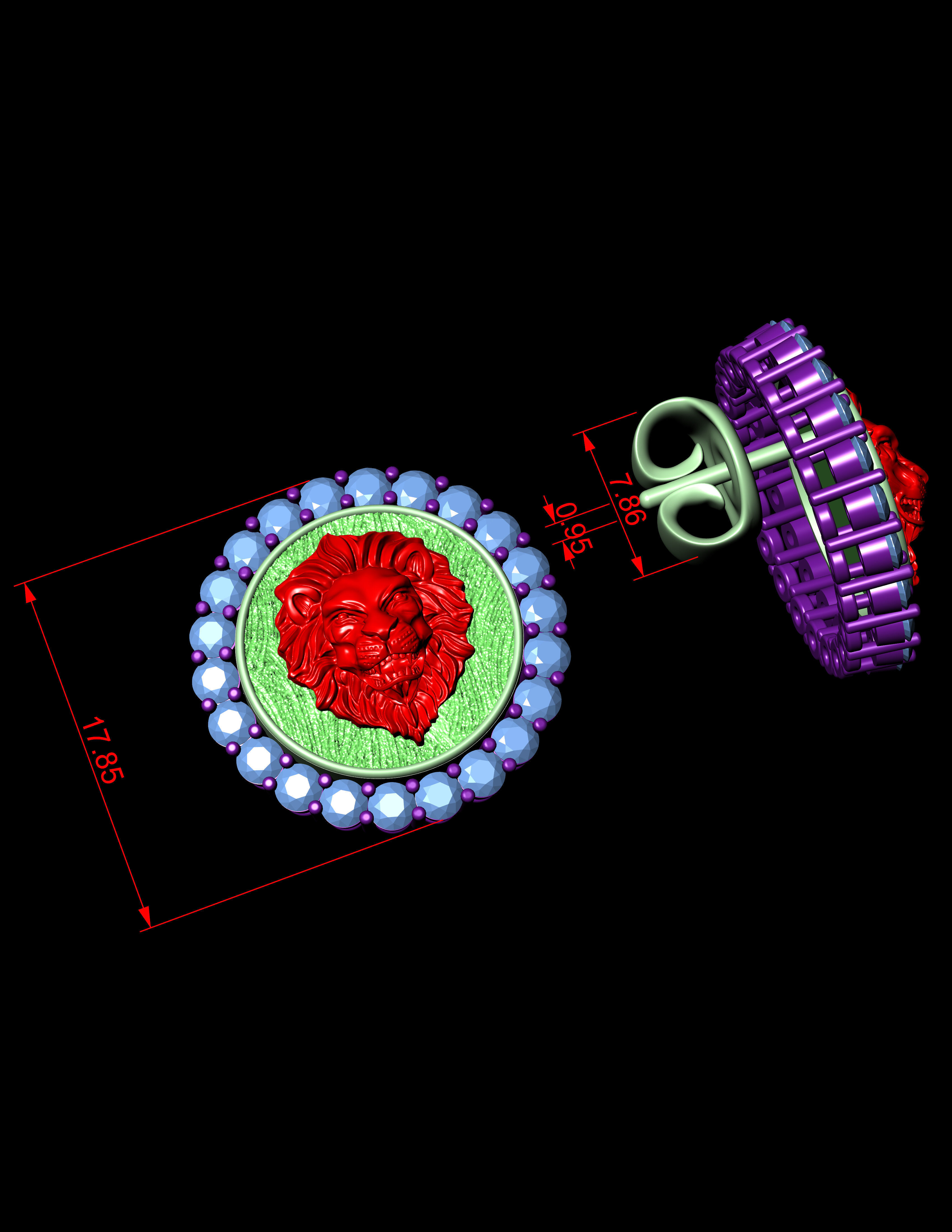 Angry Lion Earring  3D Print Model 3D print model_11