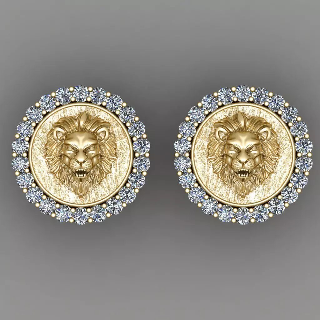 Angry Lion Earring  3D Print Model 3D print model_0