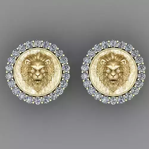 Angry Lion Earring  3D Print Model