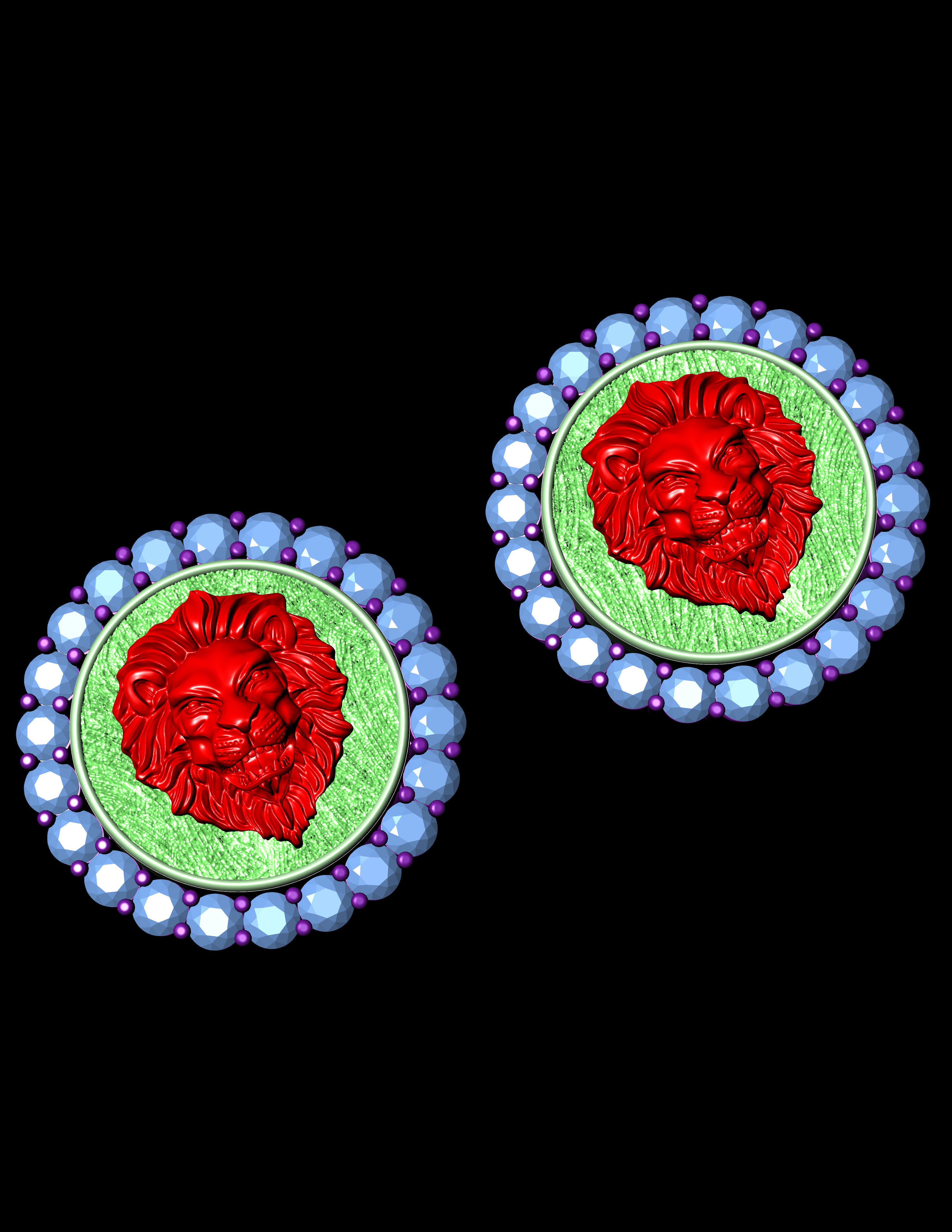 Angry Lion Earring  3D Print Model 3D print model_12