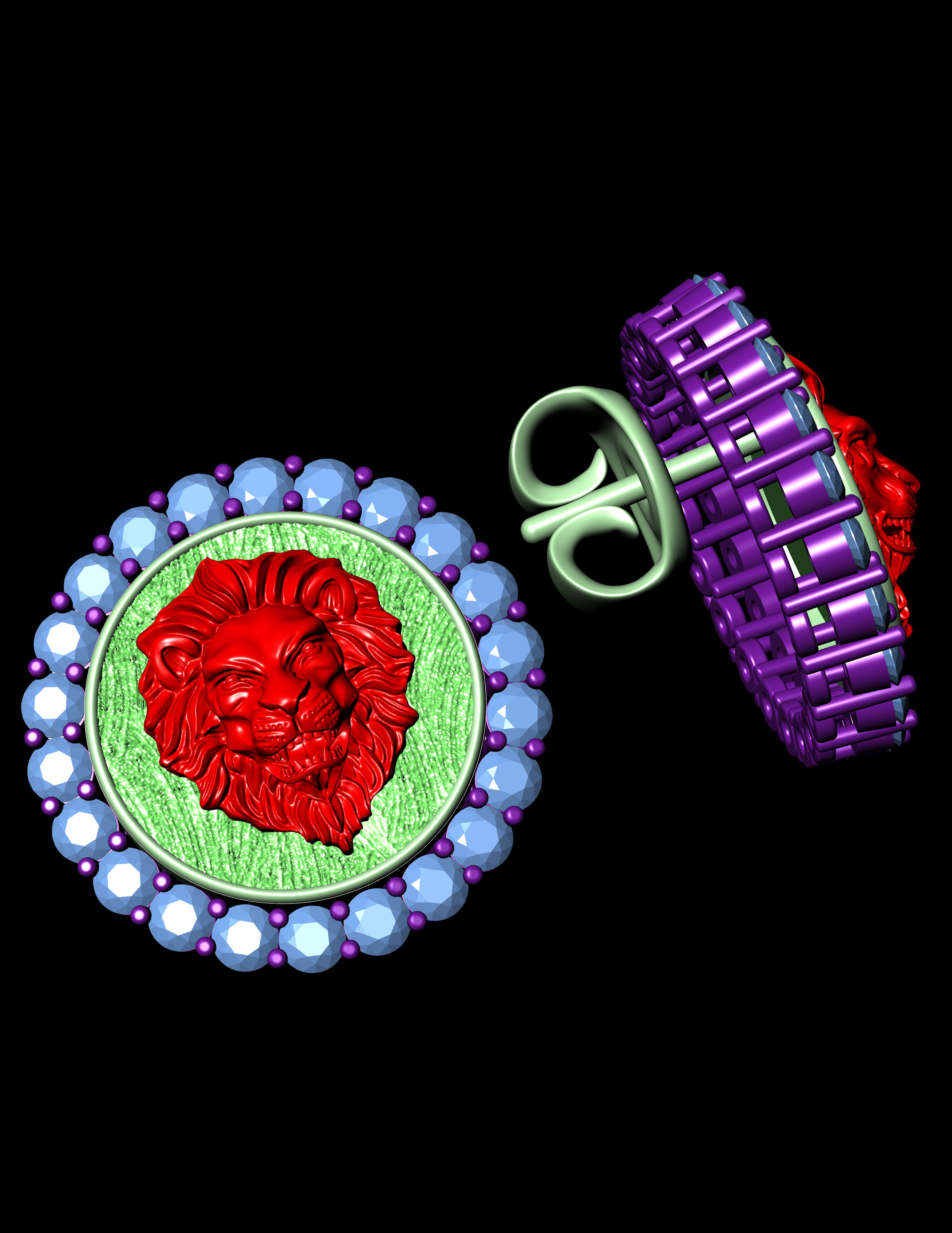 Angry Lion Earring  3D Print Model 3D print model_6