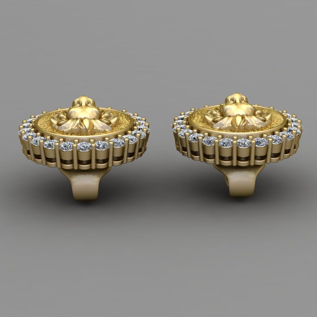 Angry Lion Earring  3D Print Model 3D print model_4