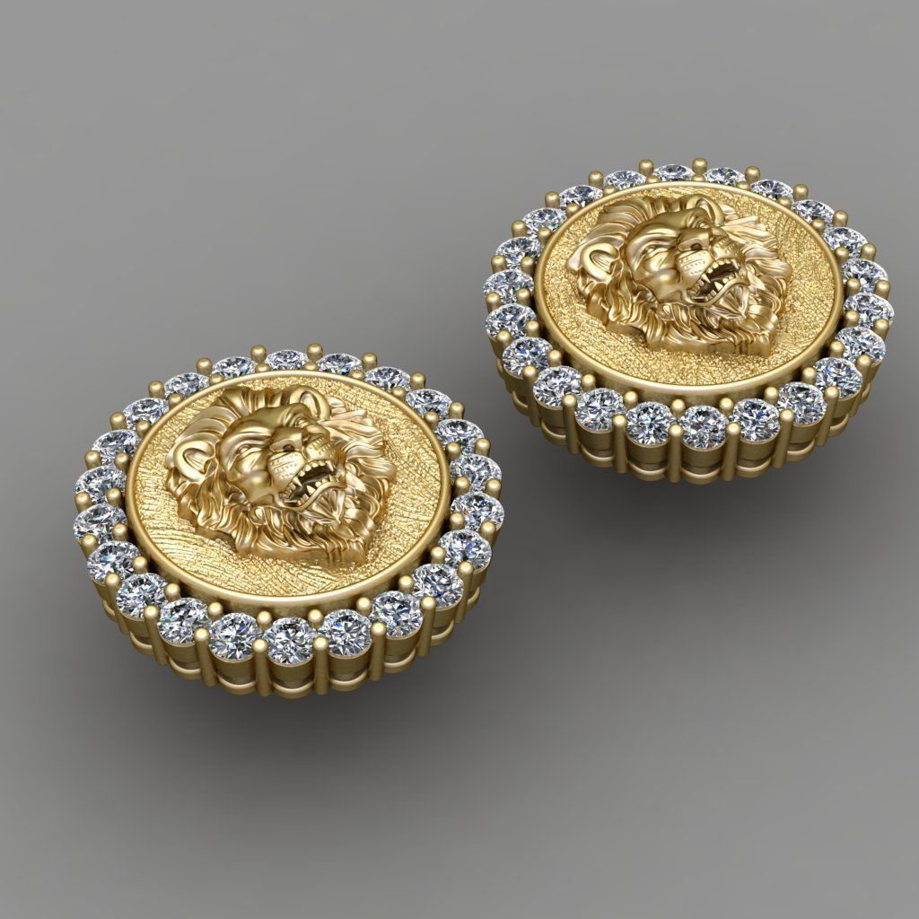 Angry Lion Earring  3D Print Model 3D print model_1