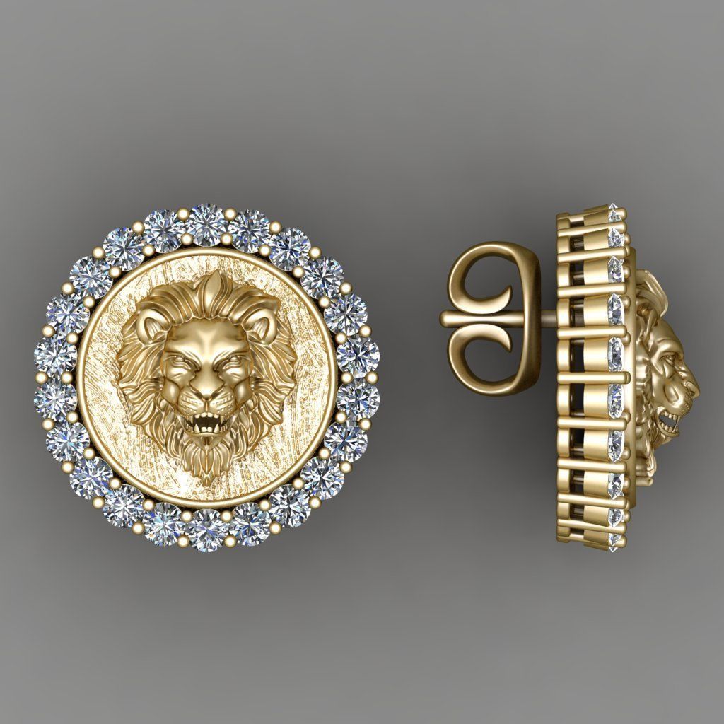 Angry Lion Earring  3D Print Model 3D print model_5