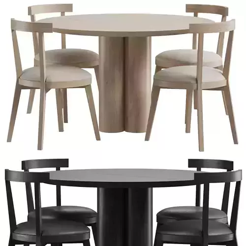 The Reade Round Dining Table and Allen chair 3D model