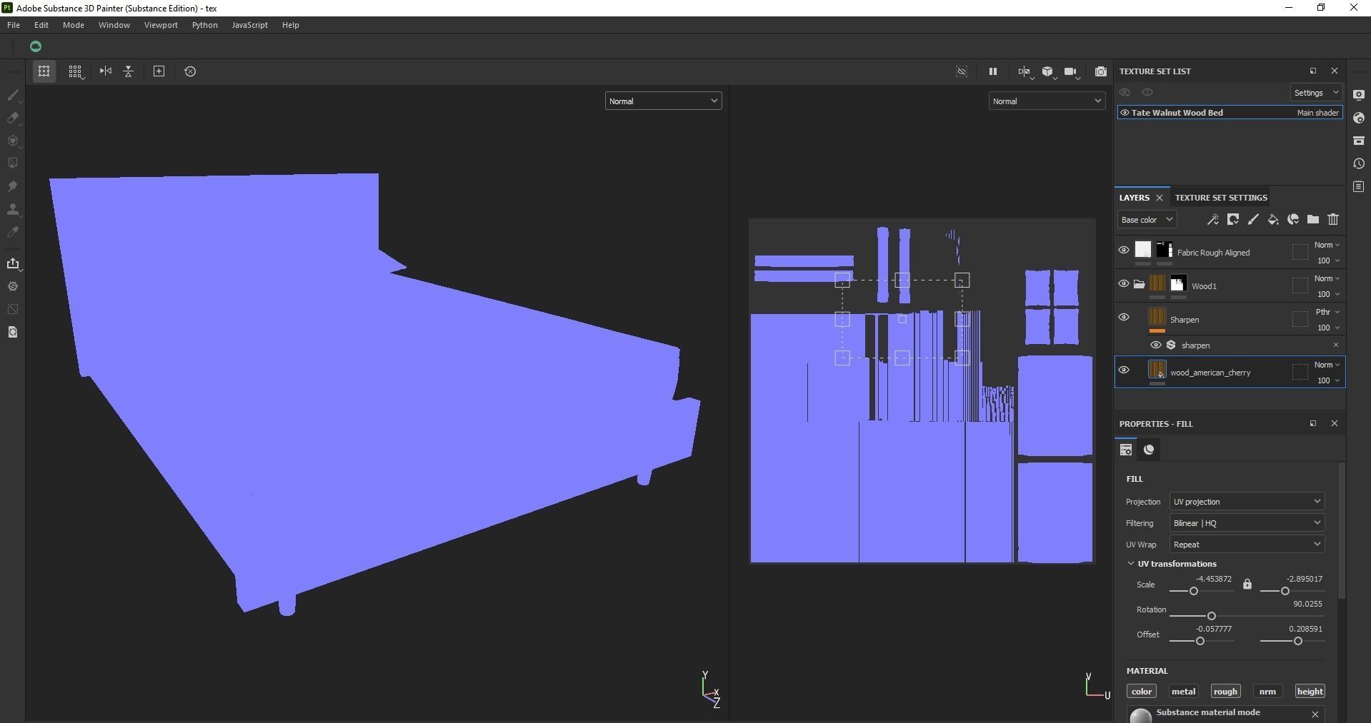 wood bed - queen bed - modern bed - standard bed Low-poly 3D model_25