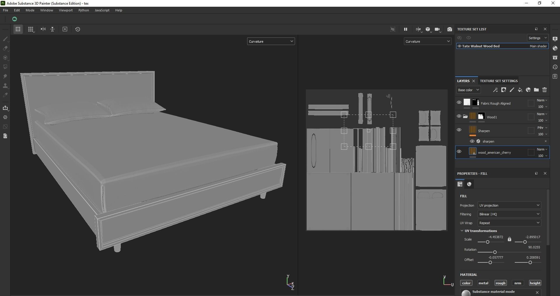 wood bed - queen bed - modern bed - standard bed Low-poly 3D model_30