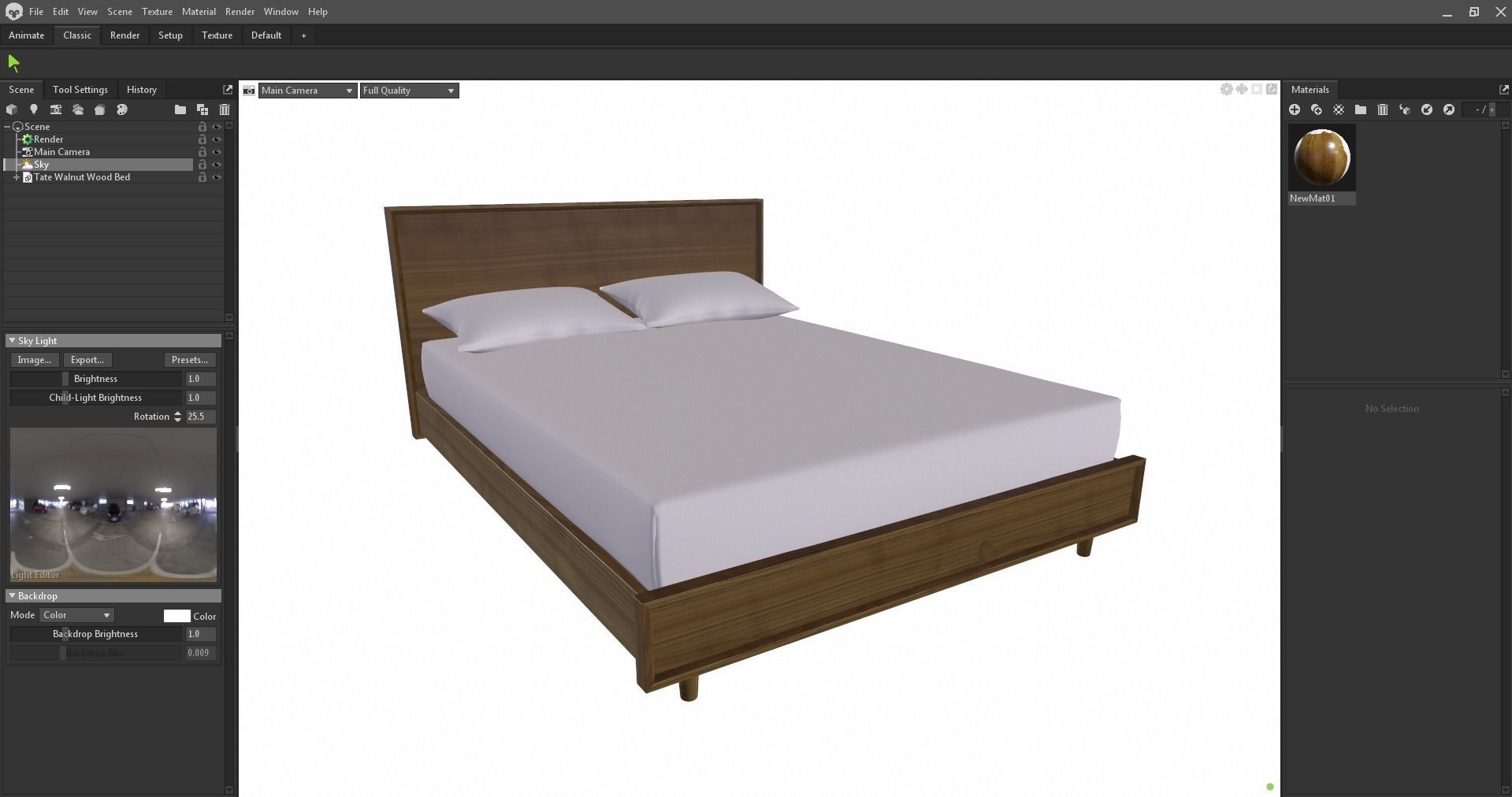 wood bed - queen bed - modern bed - standard bed Low-poly 3D model_32