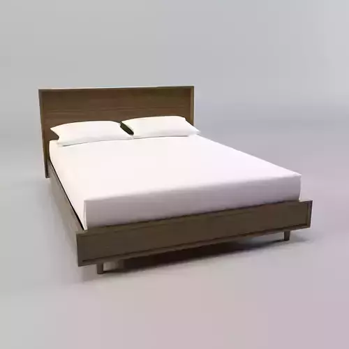 wood bed - queen bed - modern bed - standard bed Low-poly 3D model