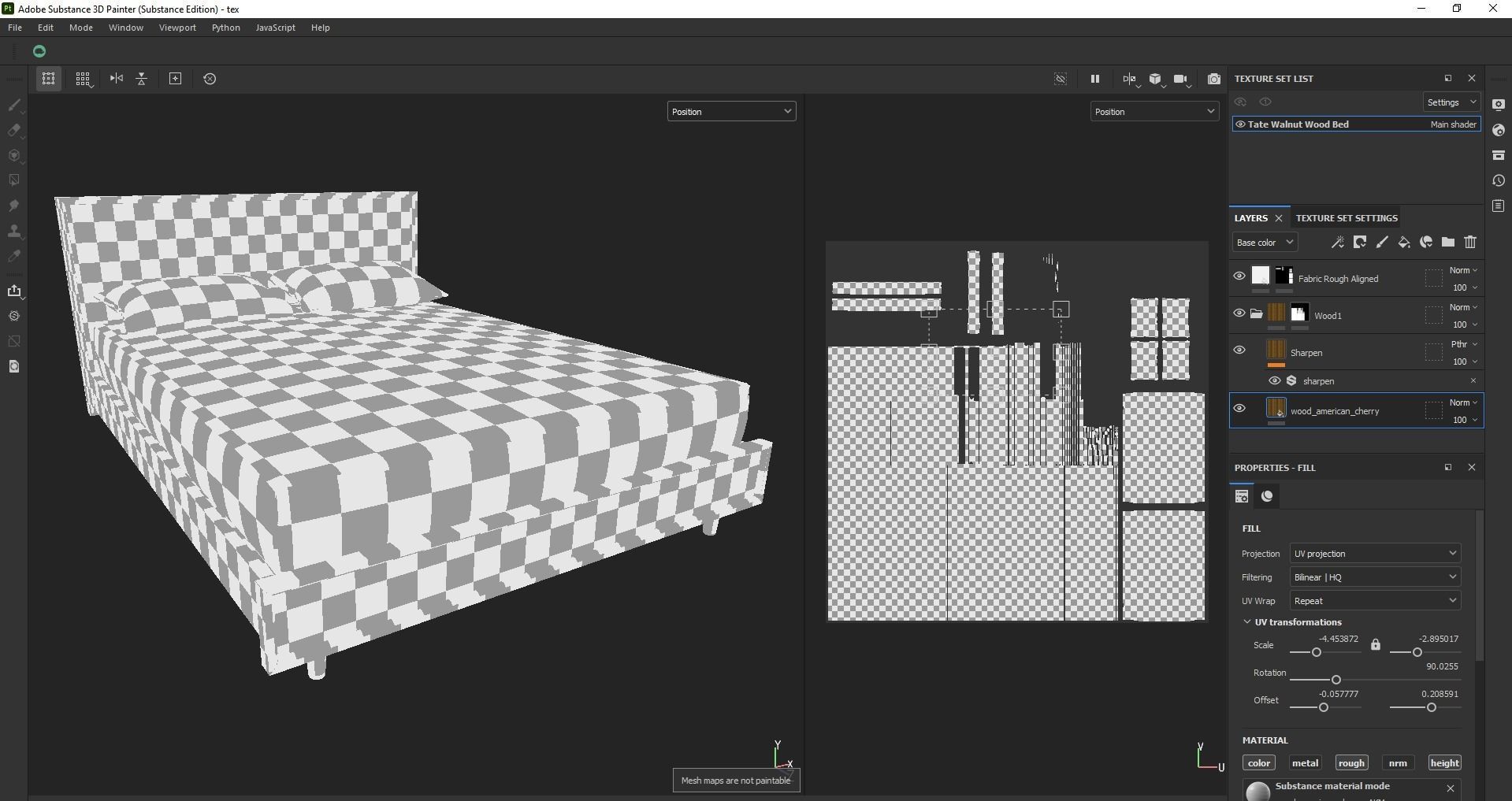 wood bed - queen bed - modern bed - standard bed Low-poly 3D model_31