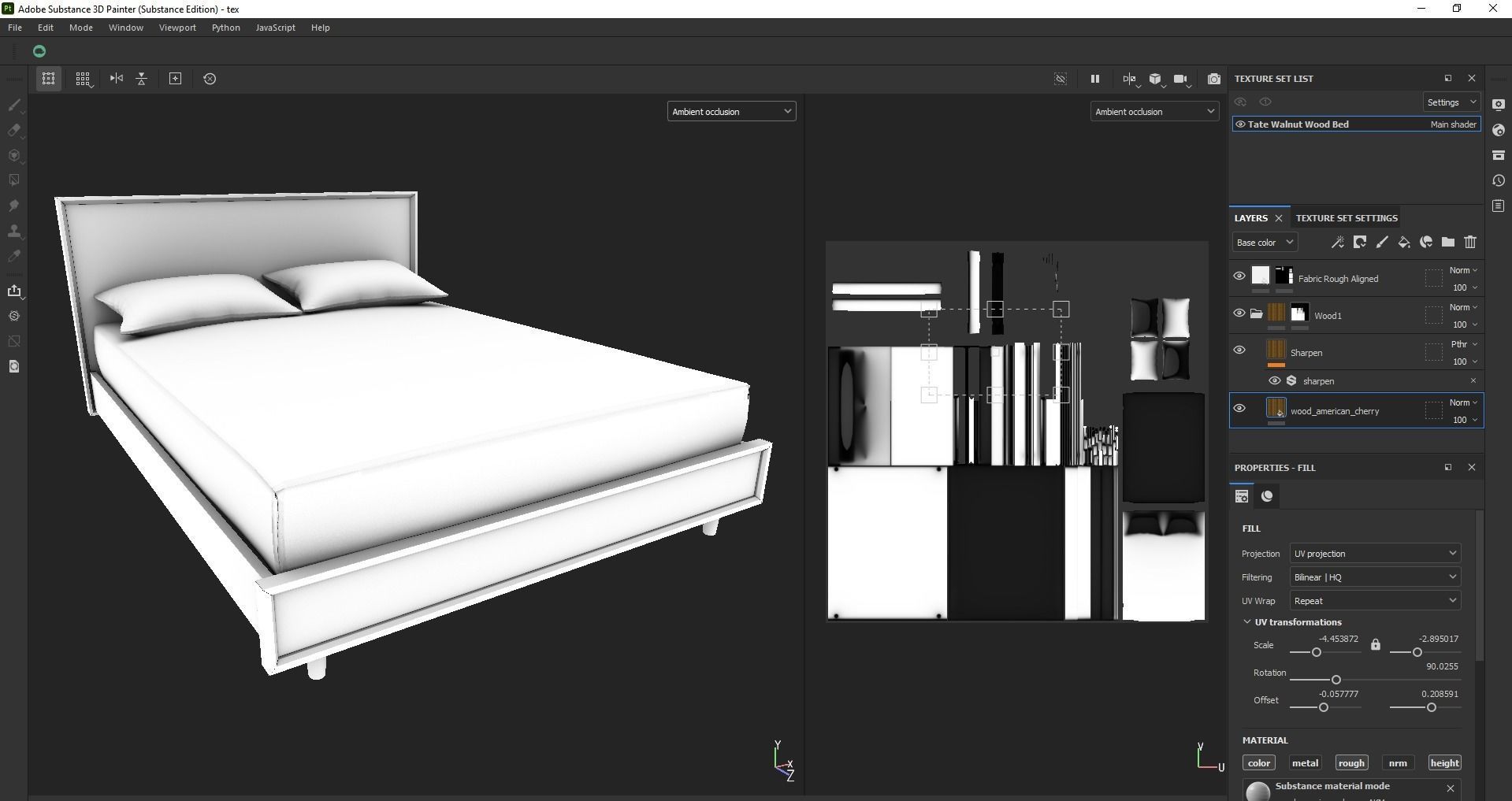 wood bed - queen bed - modern bed - standard bed Low-poly 3D model_29