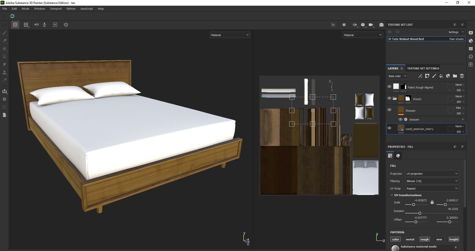wood bed - queen bed - modern bed - standard bed Low-poly 3D model_24