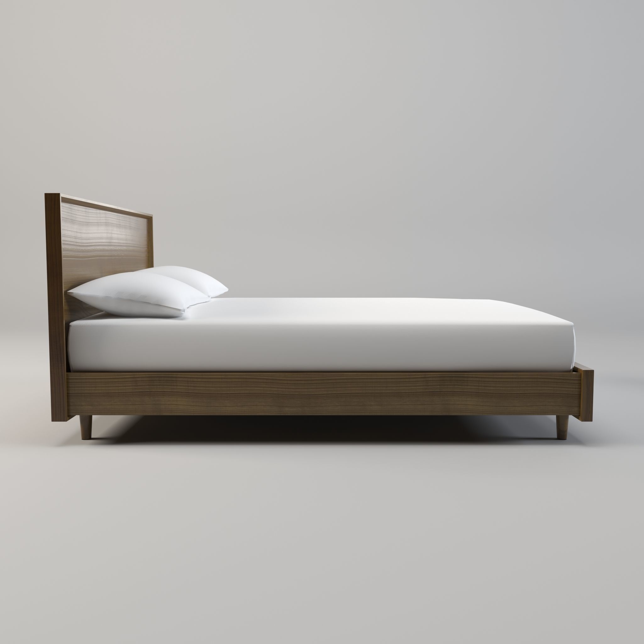 wood bed - queen bed - modern bed - standard bed Low-poly 3D model_3
