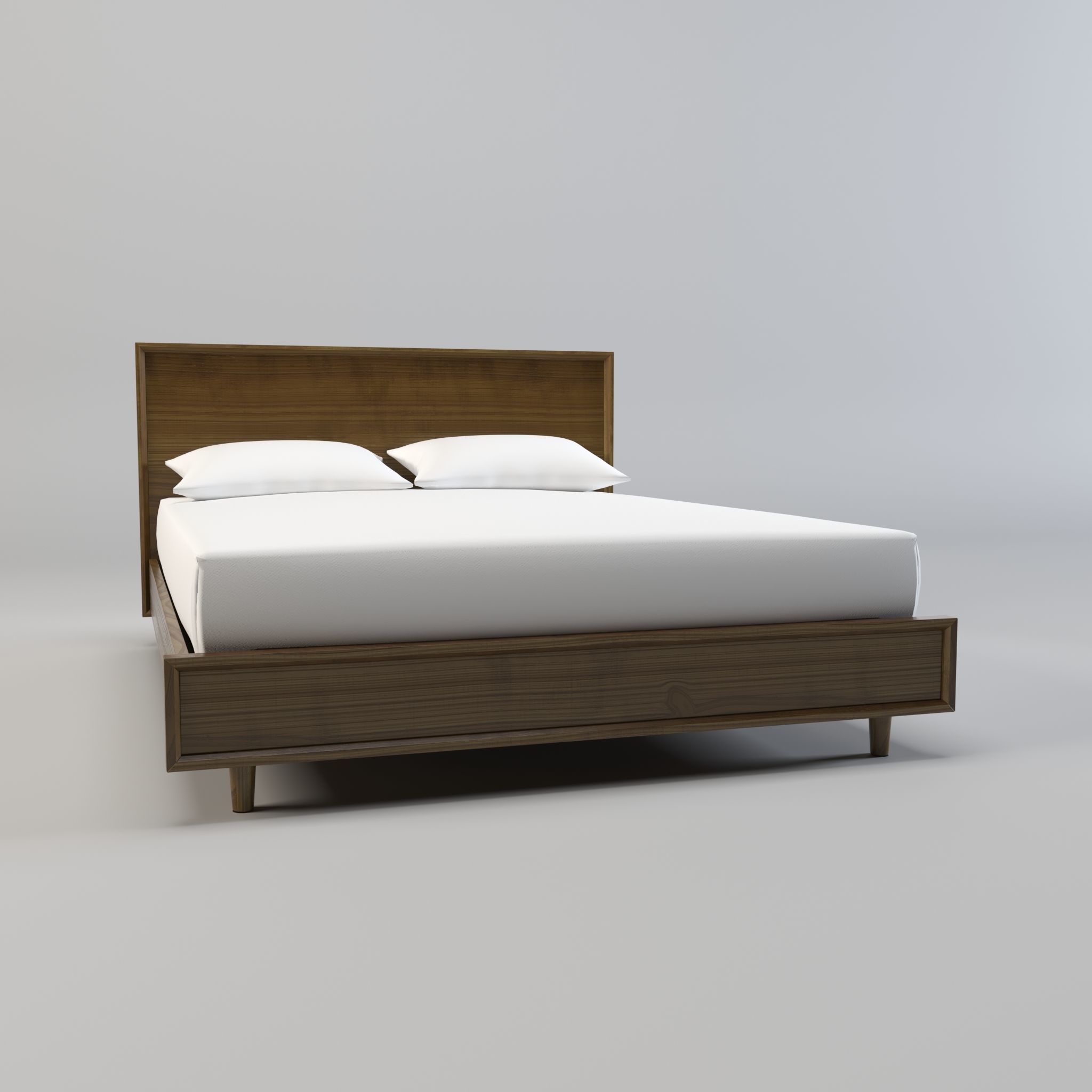 wood bed - queen bed - modern bed - standard bed Low-poly 3D model_5