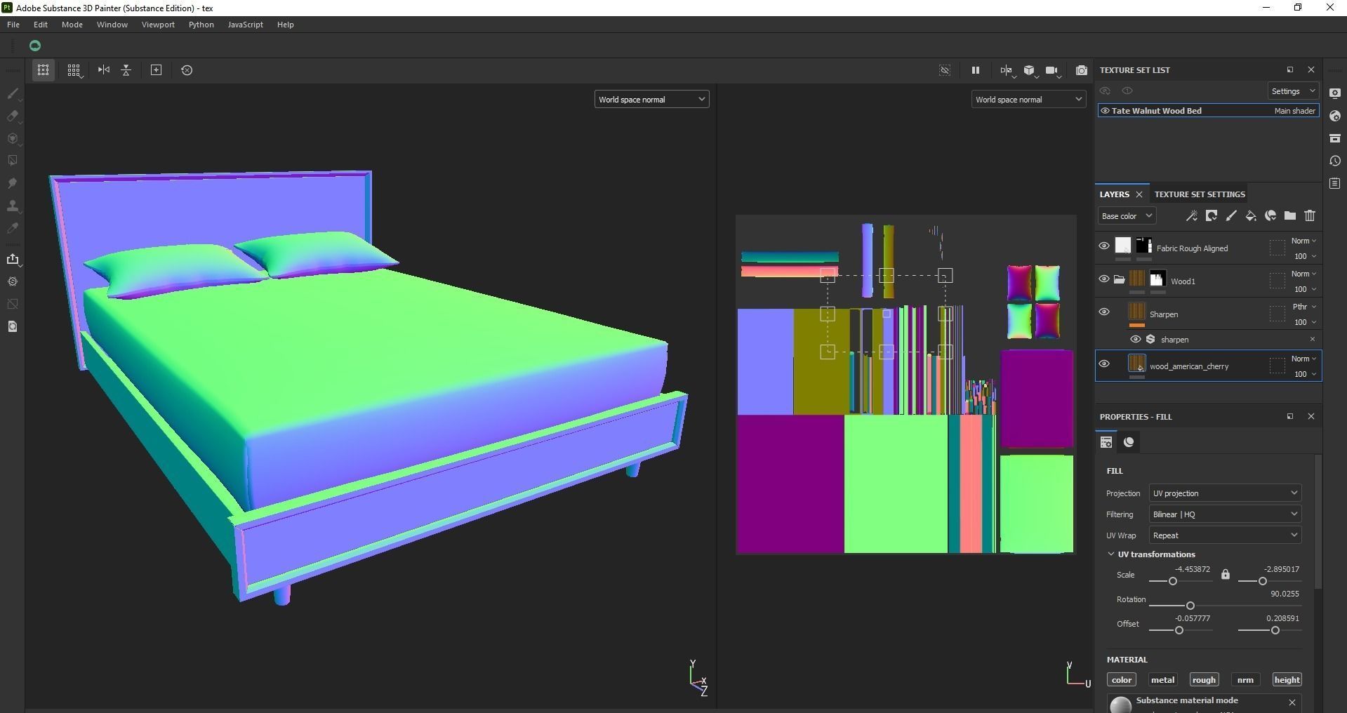 wood bed - queen bed - modern bed - standard bed Low-poly 3D model_26