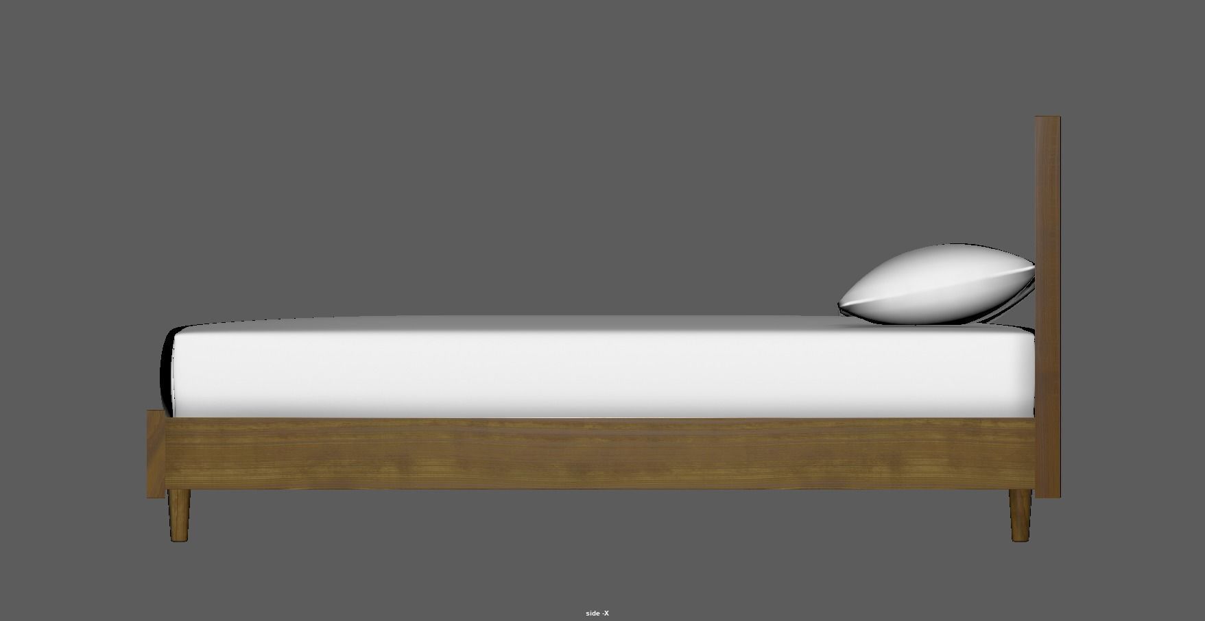 wood bed - queen bed - modern bed - standard bed Low-poly 3D model_20