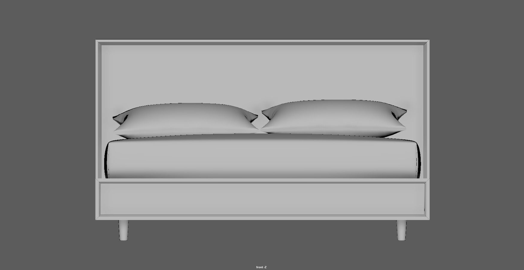 wood bed - queen bed - modern bed - standard bed Low-poly 3D model_13