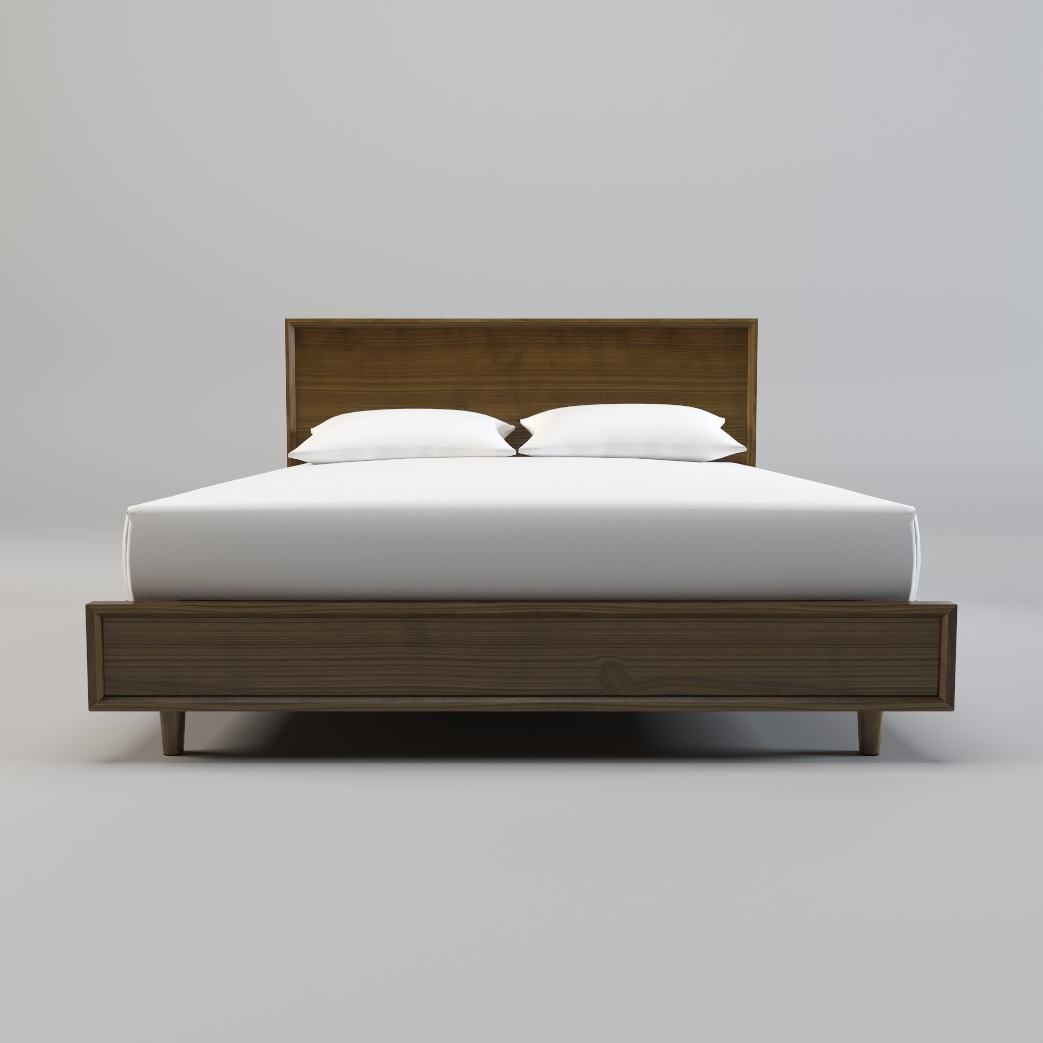 wood bed - queen bed - modern bed - standard bed Low-poly 3D model_2