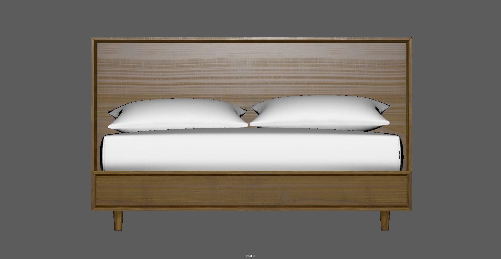 wood bed - queen bed - modern bed - standard bed Low-poly 3D model_11