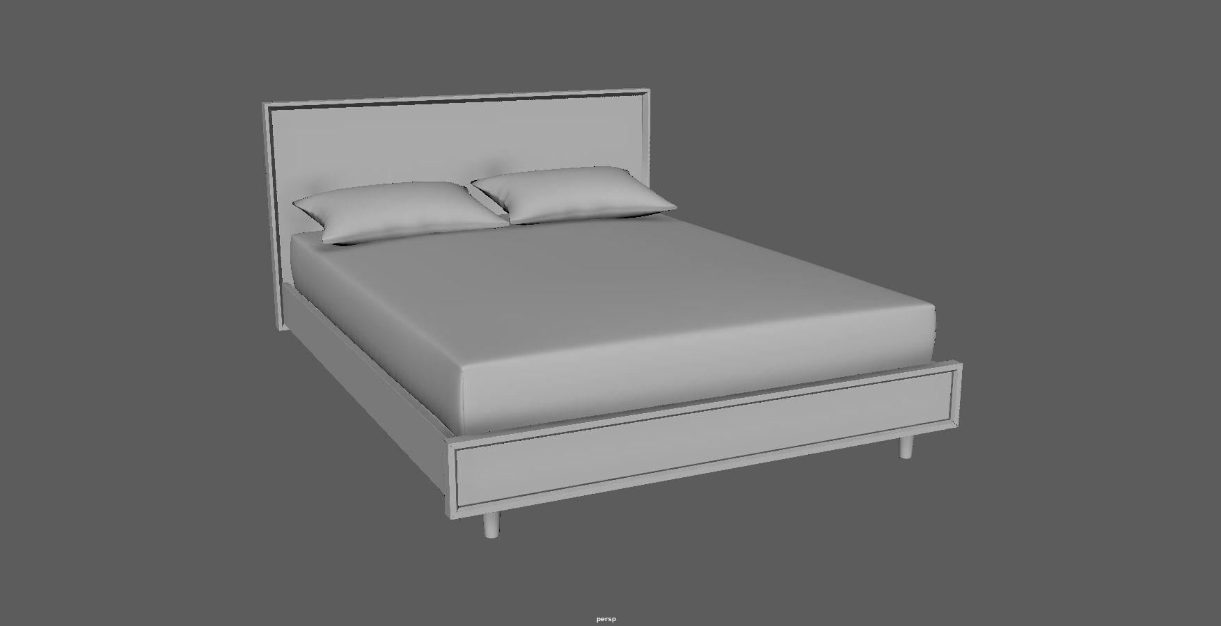 wood bed - queen bed - modern bed - standard bed Low-poly 3D model_9