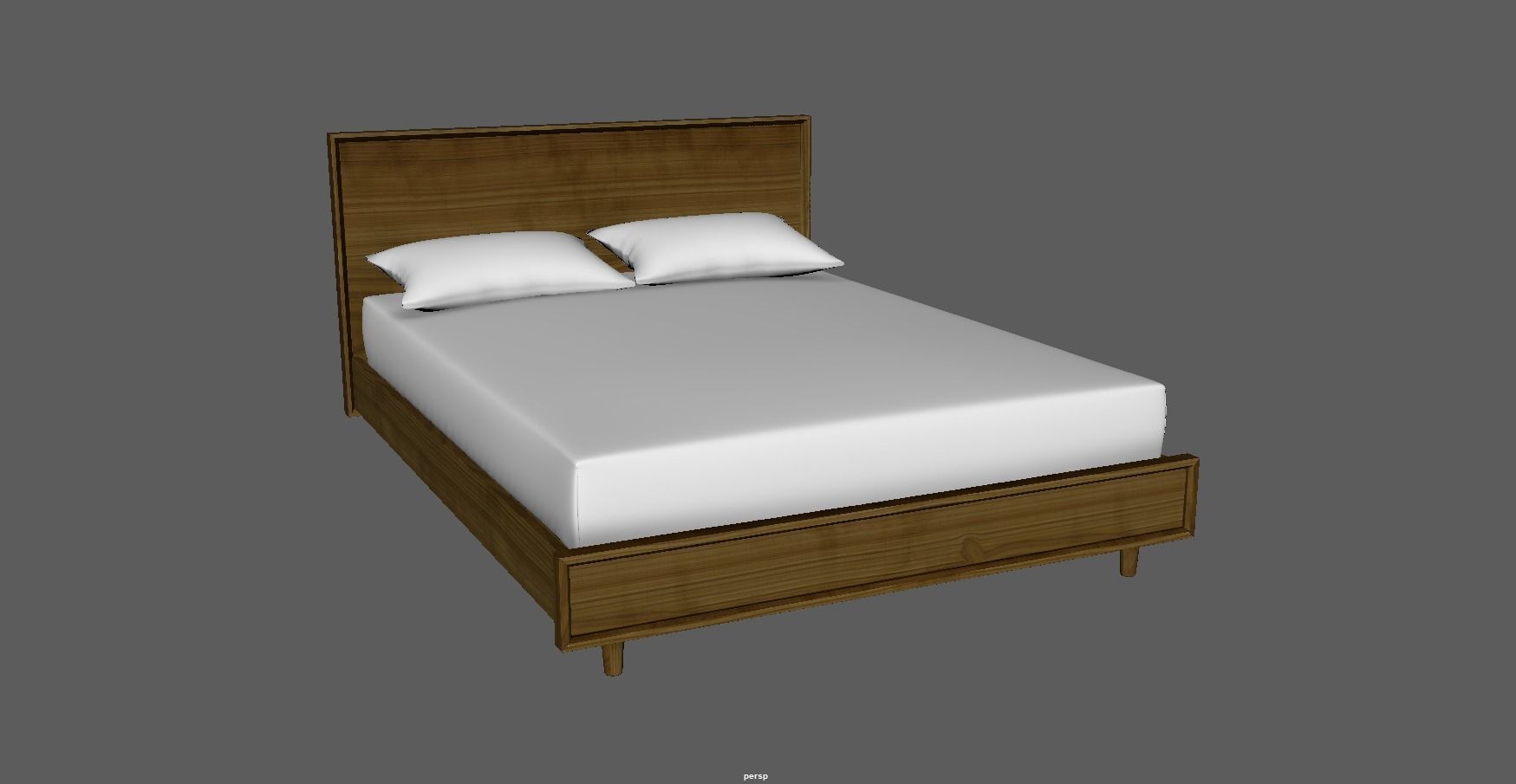 wood bed - queen bed - modern bed - standard bed Low-poly 3D model_7