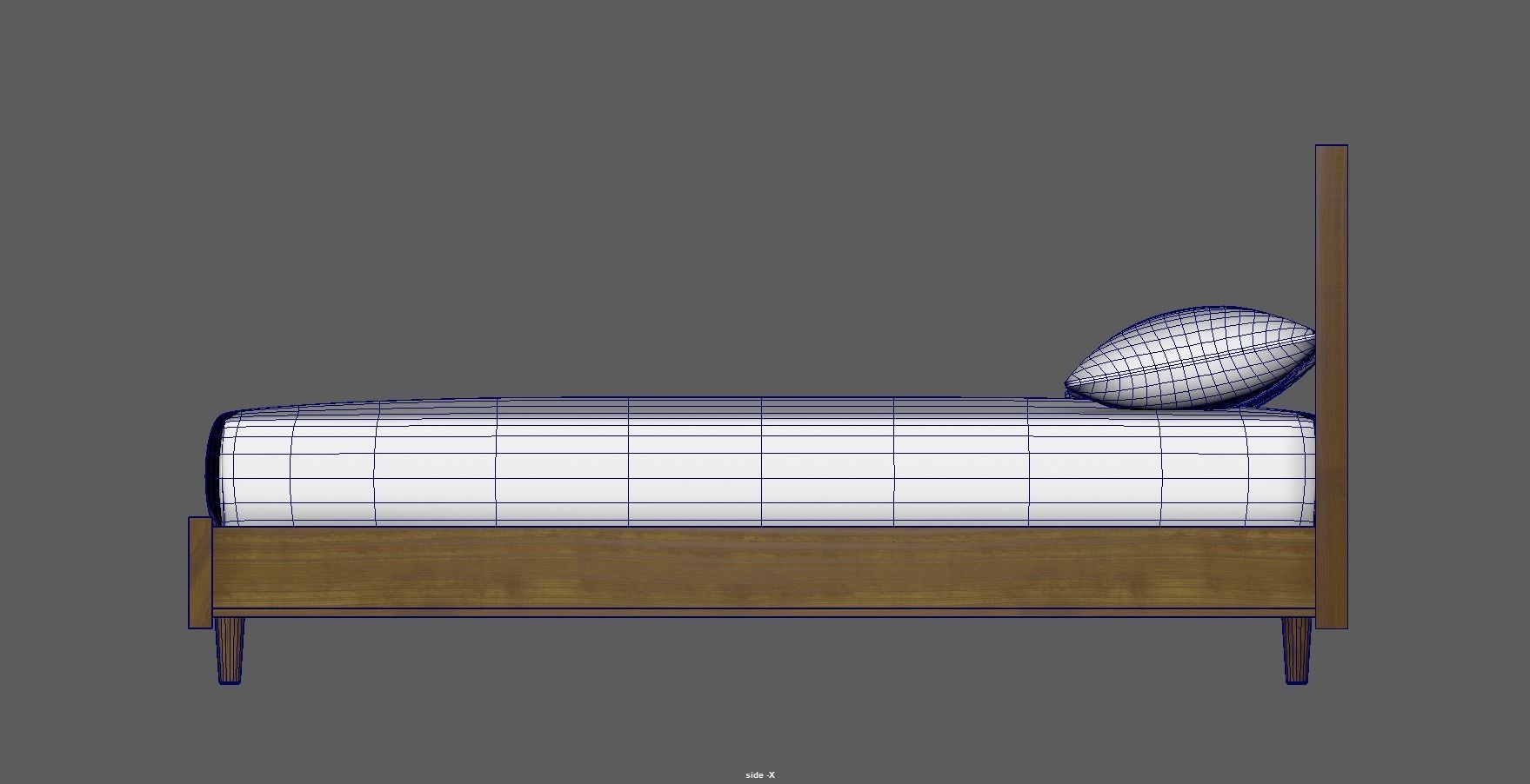 wood bed - queen bed - modern bed - standard bed Low-poly 3D model_21