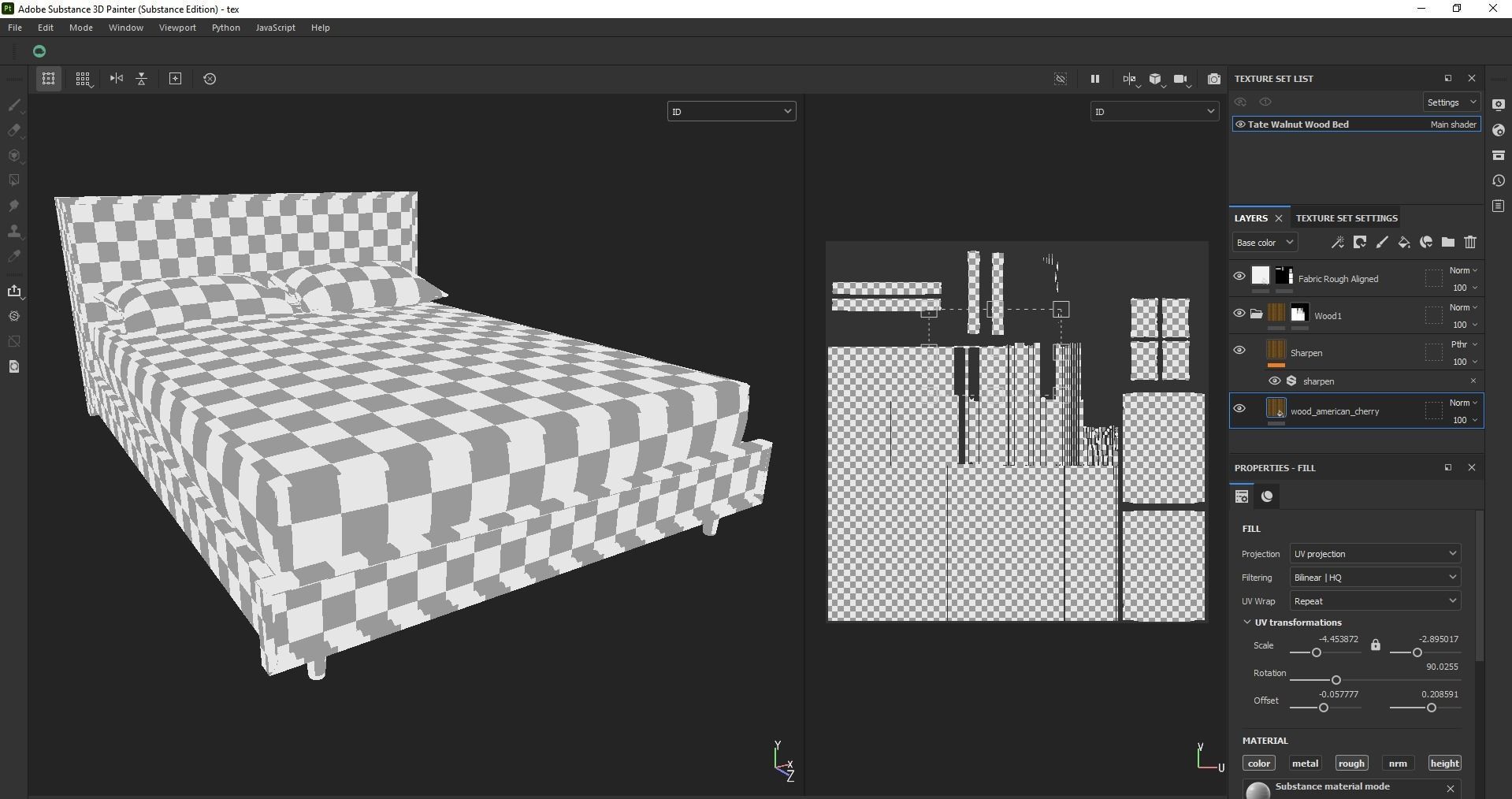 wood bed - queen bed - modern bed - standard bed Low-poly 3D model_28