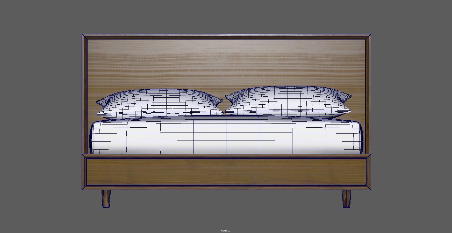 wood bed - queen bed - modern bed - standard bed Low-poly 3D model_12