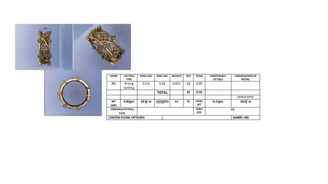 Diamond Band Ring 3D Print Model