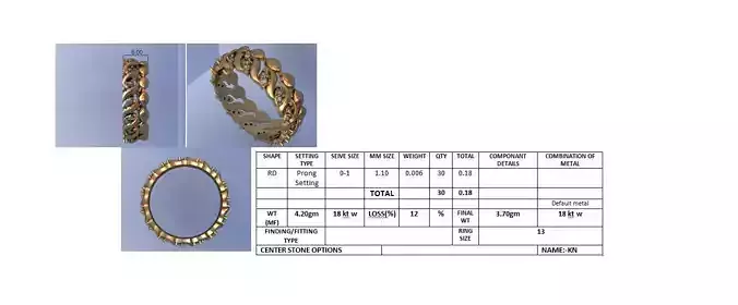 Diamond Band Ring 3D Print Model