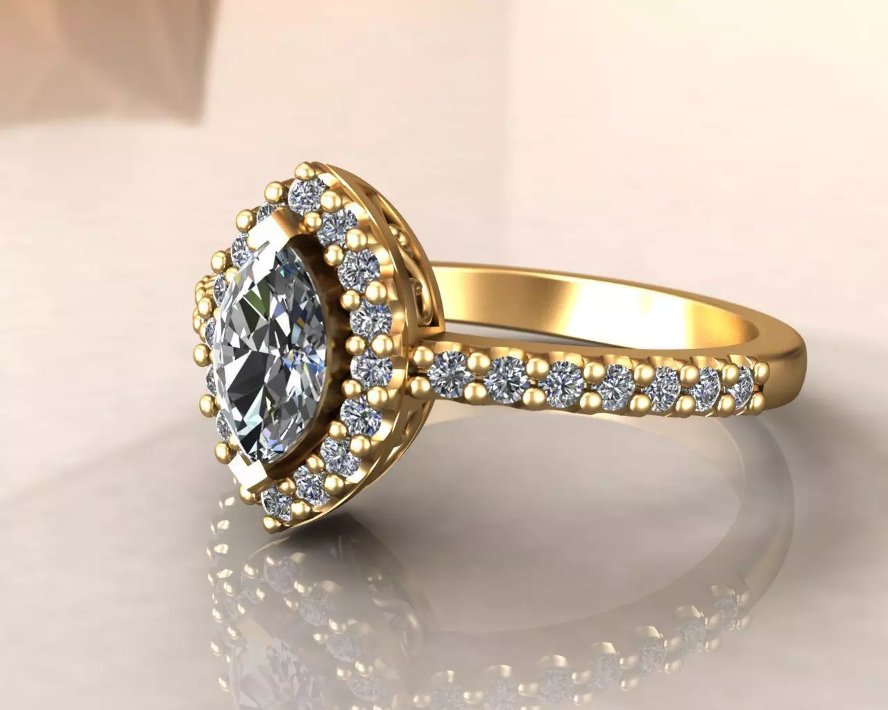 Bridal ring U cut prong Free 3D model