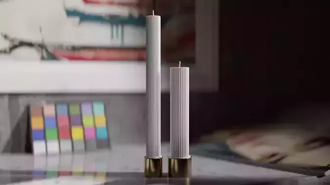 Pillar Wax Ribbed Candle  Free 3D model