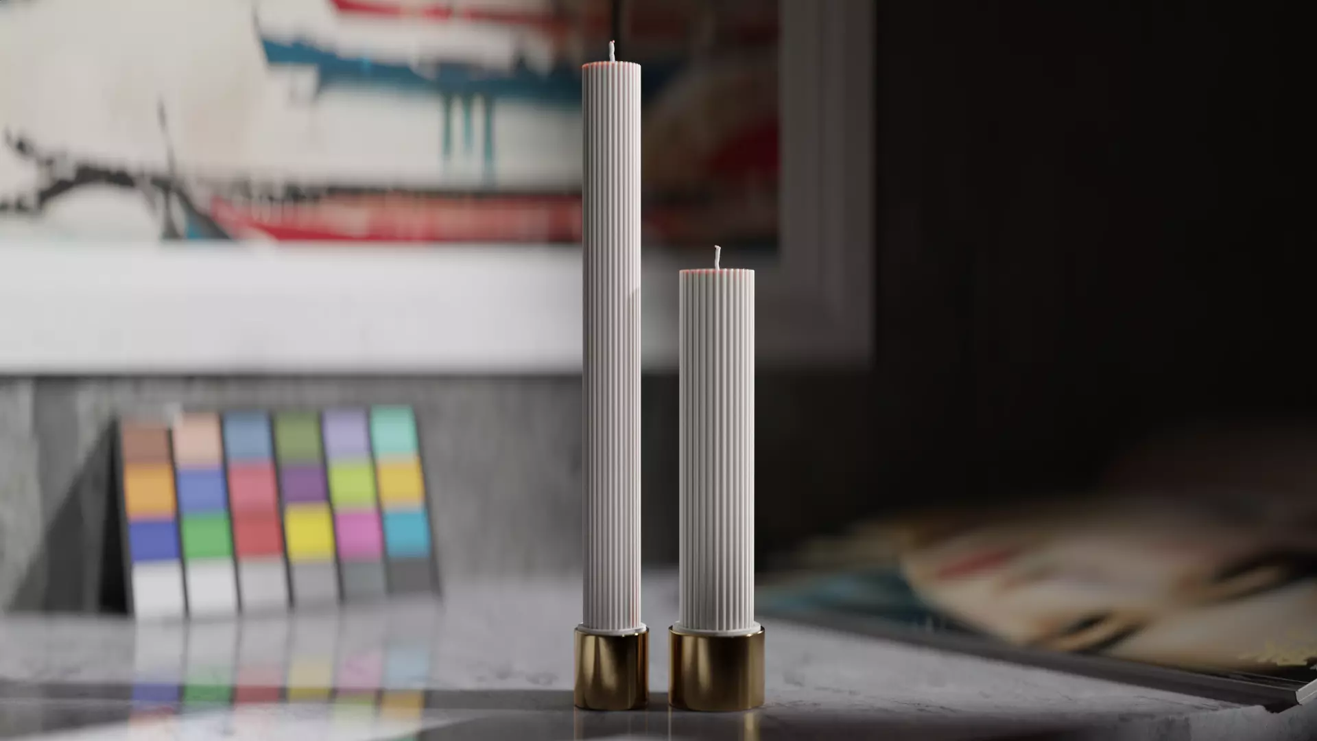 Pillar Wax Ribbed Candle Free 3D model