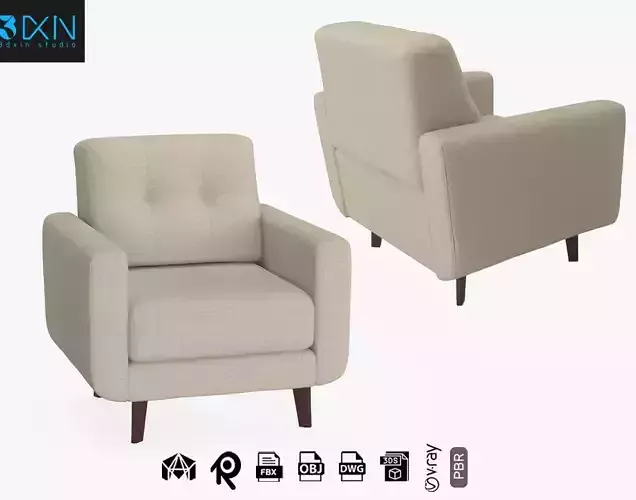 Rivet Sloane Mid-Century Modern Armchair