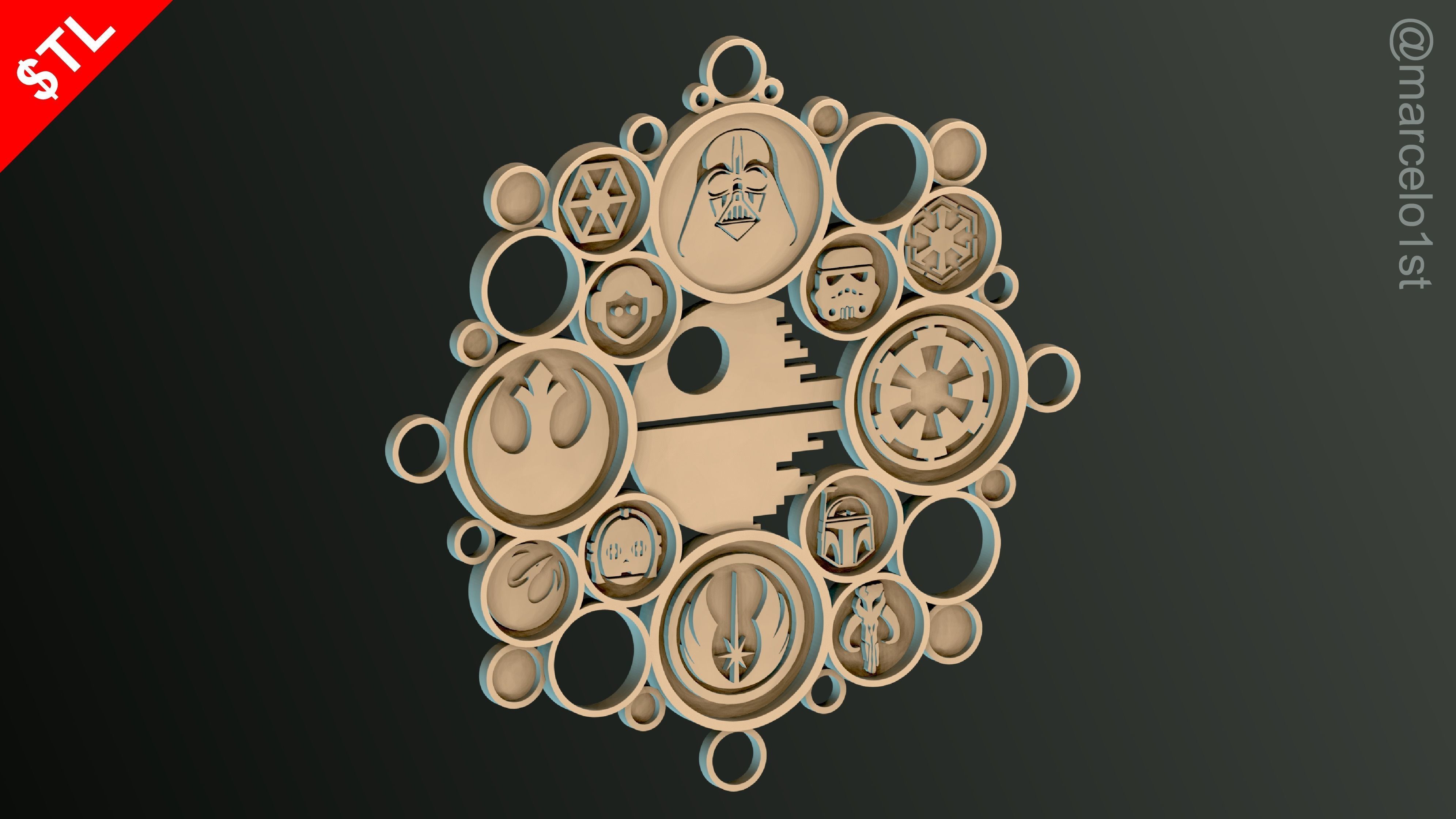 STAR WARS WREATH DECORATION 3D print model_4