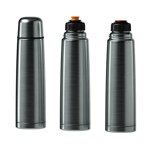 Metal thermos and mug with tea or coffee 3D model 7
