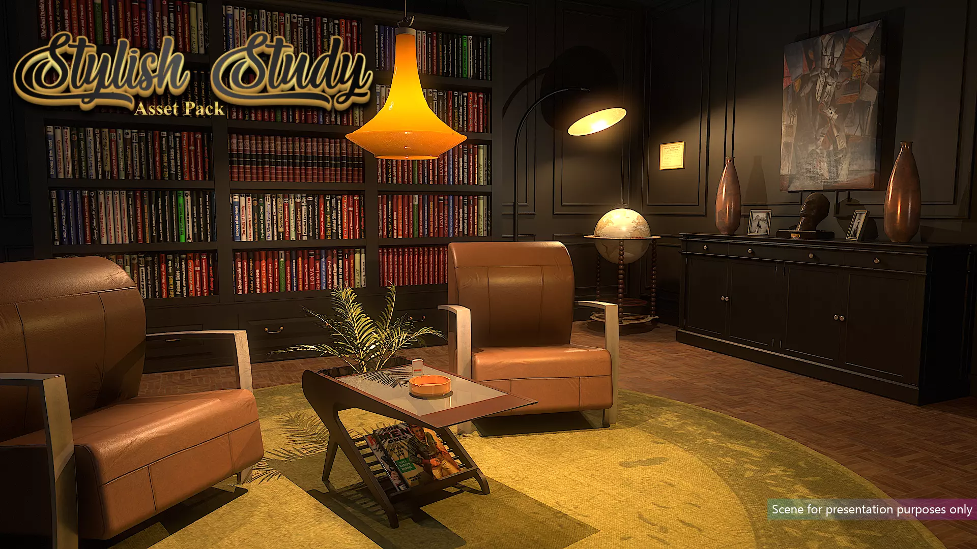 Stylish Study Low-poly 3D model