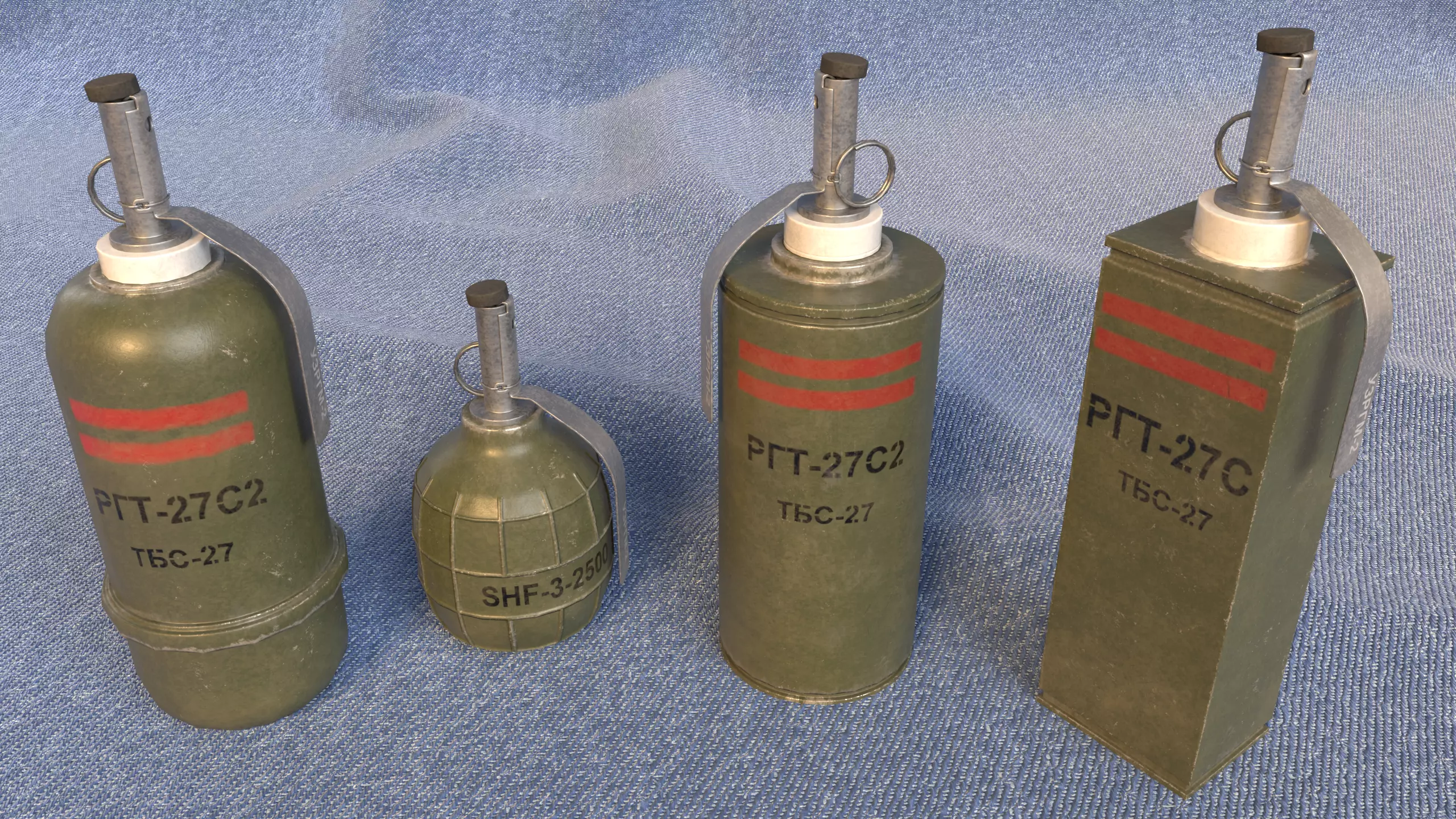 RGT-27S Ukrainian thermobaric grenades Low-poly 3D model_0
