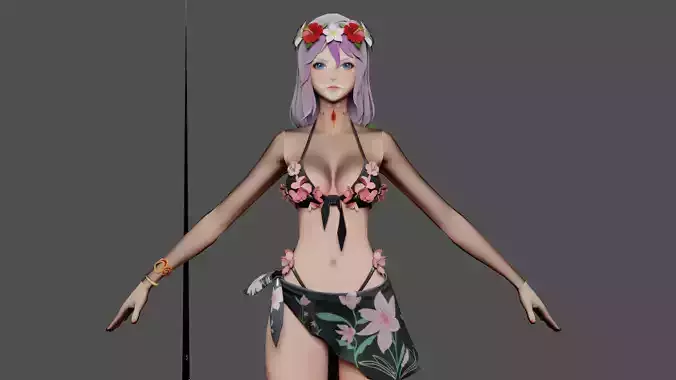 Realistic anime girl character 